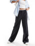 Pieces tailored wide leg heavyweight trousers in charcoal