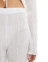 Missyempire exclusive plisse wide leg beach trousers co-ord in white