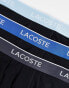 Lacoste 3 pack trunks contrast waistband in black