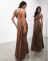 ASOS EDITION premium rope diamante neck detail one sided satin maxi dress in mocha