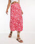 New Look midi skirt in red floral pattern