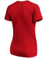 Women's Red Cleveland Indians Team Logo Lockup V-Neck T-shirt