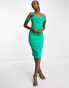 Rare London – Drapiertes, gerafftes Korsett-Midikleid in Green