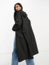 ASOS DESIGN Tall rubberised rain parka coat in black