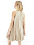 ASOS DESIGN puff ball mini dress in taupe