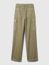 Mid Rise Loose Khaki Cargo Pants