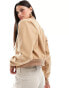 Hollister cropped wool bomber jacket in camel