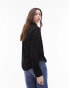 Topshop long sleeve textured top in black