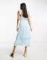 Hope & Ivy dobby spot frill midi dress in duck egg blue