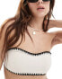 Stradivarius bandeau bikini top with contrast stitch in ecru