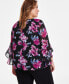 Plus Size Printed Ruffled-Cuff 3/4-Sleeve Blouse