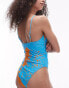 Topshop fitted swimsuit with exotic print