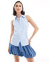 JDY cap sleeve pleated shirt in blue