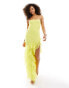 ASOS DESIGN bandeau extreme ruffle hem maxi dress with tie back in yellow