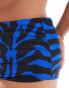 ASOS DESIGN Curve Gloria high waist bikini bottom in blue zebra