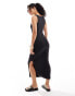 ONLY seamless boat neck maxi dress in black