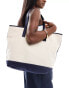 ASOS DESIGN canvas tote bag with contrast detail in navy blue