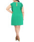 Plus Size Jewel-Neck Pleat-Sleeve Dress