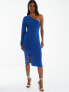 Women's Royal Blue One Shoulder Ruched Dress