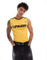 COLLUSION Football vest top in yellow with Paris print