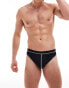 ASOS DESIGN stretch brief in black with white stitch detail