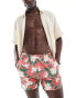 Hollister 5inch floral print swim shorts in red