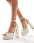 ASOS DESIGN Nikita knotted platform block heeled sandals in natural fabrication