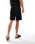 Threadbare pleated longer length shorts in black