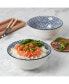 6" Wave Embossed Stoneware Ramen Noodle Bowls, Set of 2