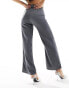 Missyempire tailored wide leg trousers co-ord in grey pinstripe