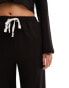 In The Style contrast drawstring waist wide leg side stripe trousers co-ord in black