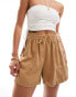 ONLY high waist pull on cargo short in light brown