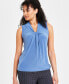 Petite Knot-Front Sleeveless Top