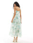 Forever New tiered midaxi dress in green and blue floral