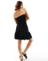 ASOS DESIGN mini bandeau dress with tiered skirt in black