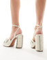 ASOS DESIGN Nearlywed embellished platform high heeled sandals in ivory