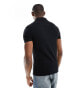 ASOS DESIGN muscle rib polo in black