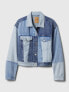 Cropped Patchwork Icon Denim Jacket