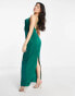 NaaNaa cowl neck satin maxi dress in emerald green