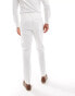 ASOS DESIGN slim linen look suit trousers in off white