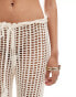 Mango crochet tie wast beach trousers in white