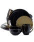 Cambridge Grand 16 Piece Dinnerware Set, Black/Warm Taupe