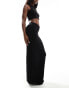 Miss Selfridge low rise maxi skirt in black