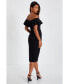 Women's Bengaline Ruffle Bardot Midi Bodycon Dress