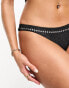 Wolf & Whistle Fuller Bust high leg studded bikini bottom in black