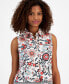 Women's Printed Sleeveless Button-Front Top