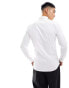 New Look long sleeve muscle fit poplin shirt in white