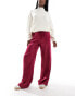 ASOS DESIGN satin wide leg trouser in wine red