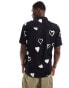 ASOS DESIGN shirt in black and white heart print