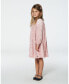 Big Girls Long Sleeve Velvet Dress With Frills Light Pink